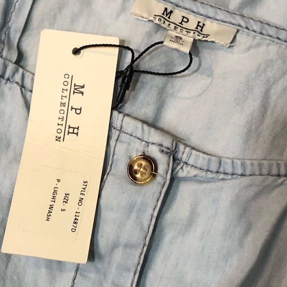 M.P.H. Collection Ruffle Light Wash Denim Dress - Picture 4 of 5